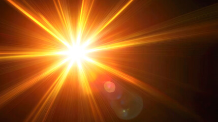 Obraz premium Bright golden sunburst with radiant light beams and lens flare effects