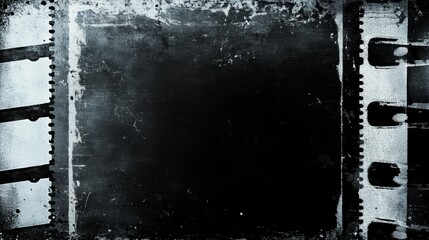 Obraz premium Grunge film negative, blank frame, aged vintage photo
