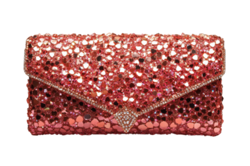 Sparkling red clutch purse with intricate embellishments perfect for evening events or formal occasions