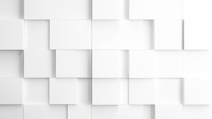 Abstract white geometric wall with 3d square patterns