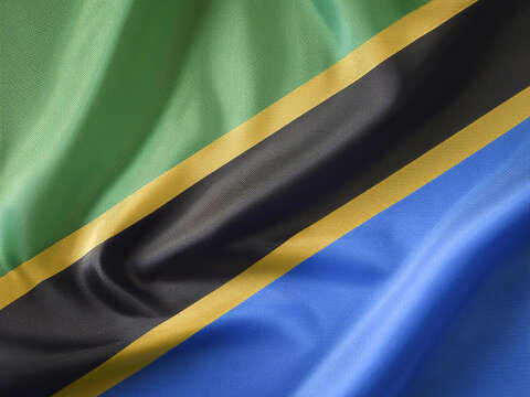 waving national flag of tanzania