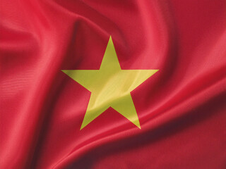 waving national flag of vietnam