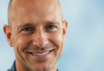 Naklejka premium Portrait of a bald man with a friendly expression