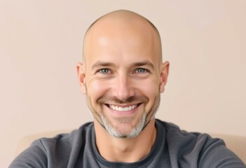 Fototapeta premium Portrait of a bald man with a friendly smile