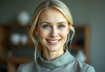 Portrait of a smiling Nordic blond woman