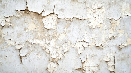 Obraz premium Aged cracked white paint on weathered concrete wall texture