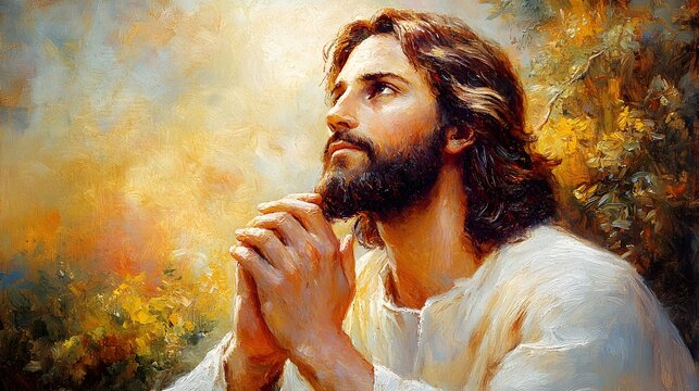 Easter, Jesus Christ praying in the Garden of Gethsemane, oil painted, crucifixion of jesus christ themed