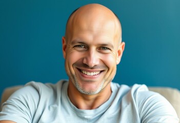 Obraz premium Bald man with a warm and friendly smile