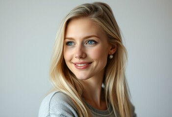 Fototapeta premium A serene and relaxed portrait of a Nordic blonde woman