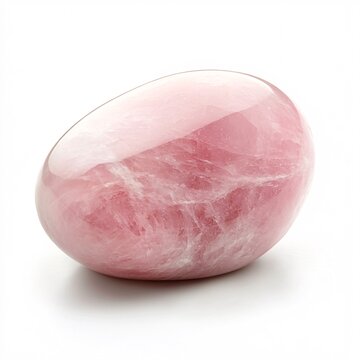 Rounded Rose Quartz Pebble in Pale Pink with Smooth Polished Surface