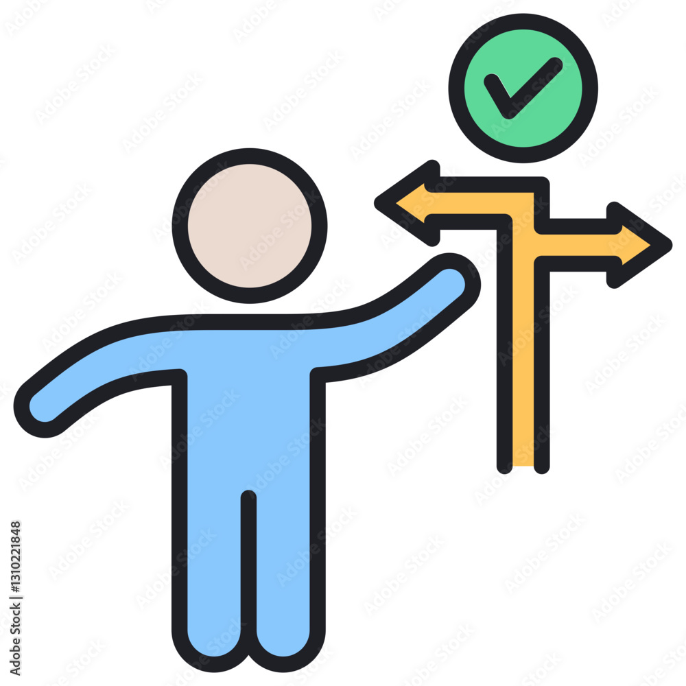 Poster decision making lineal color icon