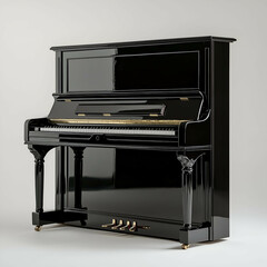 Classic Black Upright Piano: Vintage Style Musical Instrument for Elegant Home Decor and Entertainment