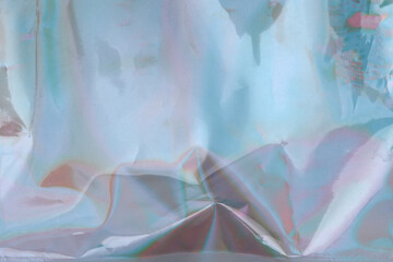 Holographic texture foil with scratches and noise. Abstract reflection pastel blue background.