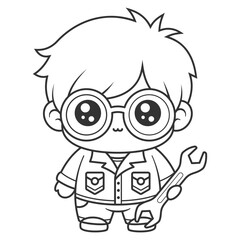 Children become mechanics, for coloring