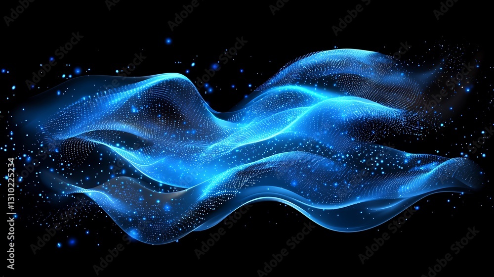 Poster Blue Glowing Particle Wave Abstract Background Design