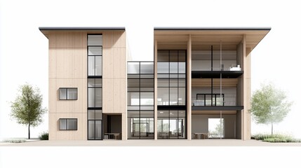 Modern wood house design, exterior view