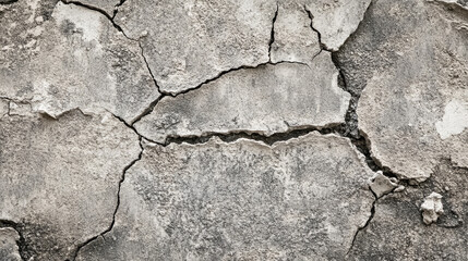 Obraz premium Weathered cracked concrete surface with textured gray patterns