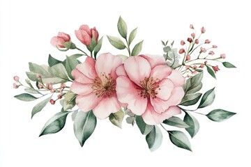 Obraz premium Watercolor Peach Flower Bouquet