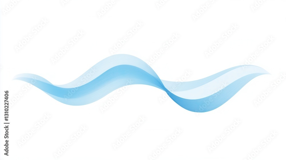 Poster wavy blue line design representing calmness in a simple abstract style suitable for modern decor