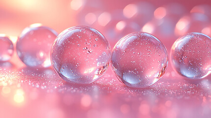 abstract glossy bubbles isolated on a rainbow empty background