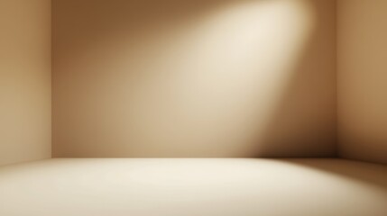 Light Tan Blur: A minimalist Light Tan blurred background with gentle shadows on the floor and wall, perfect for product display.