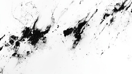 Obraz premium Dynamic interplay of black ink splatter on white canvas creating captivating abstract art