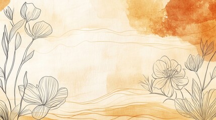 Delicate boho-inspired line art on a soft minimalist background with warm hues