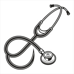 silhouette stethoscope solid icon on white background 