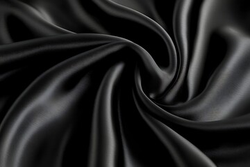 Fototapeta premium Black silk fabric folds close-up