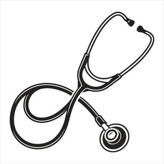 silhouette stethoscope solid icon on white background 