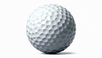 Close-up of white golf ball with dimples pattern isolated on transparent background. Golfing equipment for sport, recreation and competition. Ball for precise game, professional play.