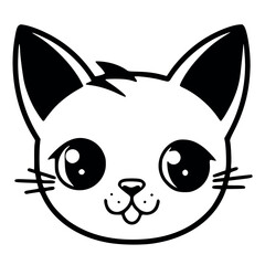 Kawaii White Cat Face – Playful Feline Innocence