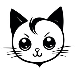 Kawaii White Cat Face – Mischievous Feline Charm