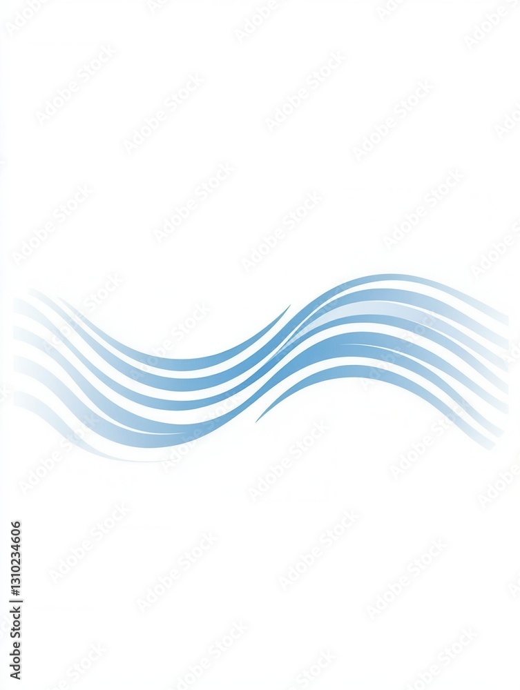 Aufkleber calm wavy blue line abstract design conveying tranquility in minimalist style suitable for various c