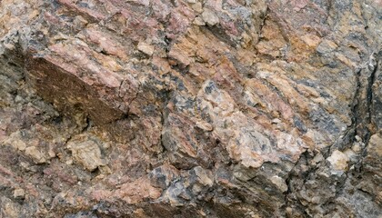 Obraz premium A rough, pinkish and beige-toned rock surface with embedded mineral grains. The weathered and uneven texture makes it an interesting natural background.