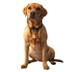 Adorable Fox Red Labrador Retriever Puppy Sitting Alertly Waiting Patiently