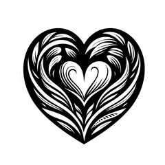 vector illustration of heart love minimalist black and white