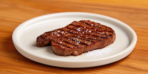 Obraz premium Gourmet beef steak with salt and pepper seasoning