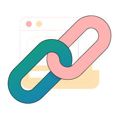 Colorful backlink icon connecting web pages, digital marketing concept
