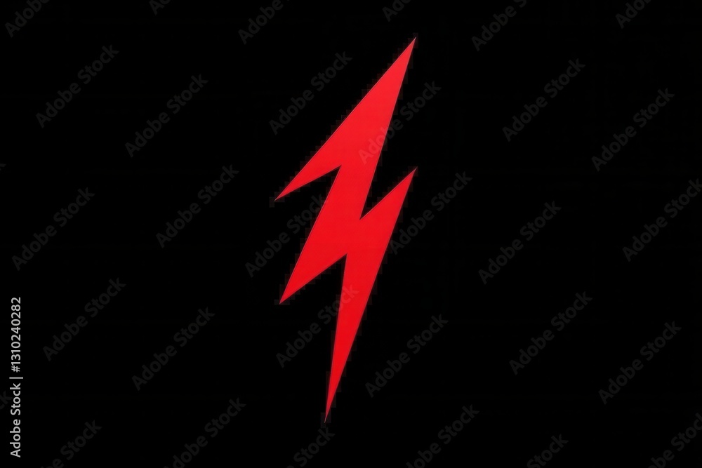 Aufkleber bold minimalist red lightning bolt icon on black background symbolizes energy and power in a strikin