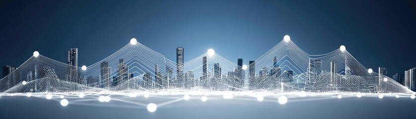 City Skyline Connected by Lines