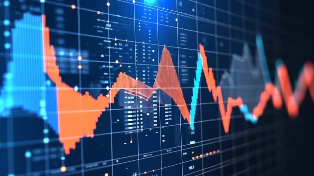 Market trend analysis with fluctuating stock graphs showcasing data visualization techniques