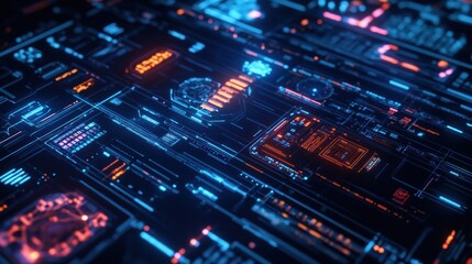 Obraz premium Holographic AI Interface Analyzing Complex Industry