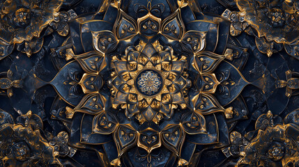A mesmerizing, ultra-detailed geometric pattern with perfect symmetry and intricate fractal-like details. AI generated 