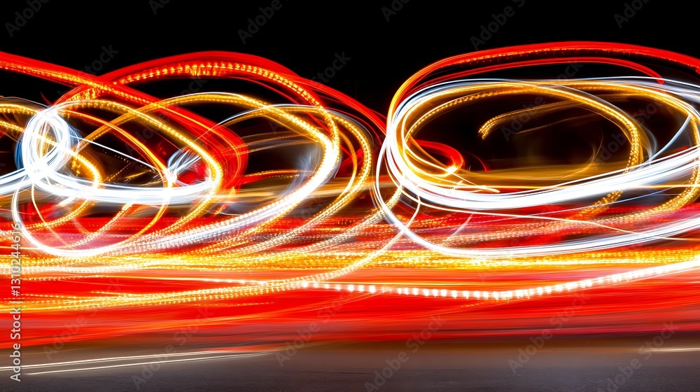 Poster captivating dynamic light trails creating an abstract, flowing movement