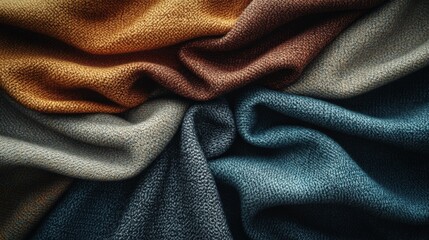 Fototapeta premium Colorful woven fabric textures create a cozy aesthetic in a warm indoor setting during daylight