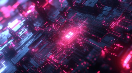 Fototapeta premium Quantum AI Chip Enhancing Human Cognitive AbilitiesJPEG