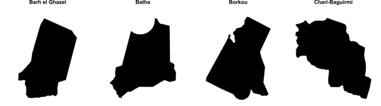 Barh el Ghazel, Batha, Borkou, Chari-Baguirmi outline maps