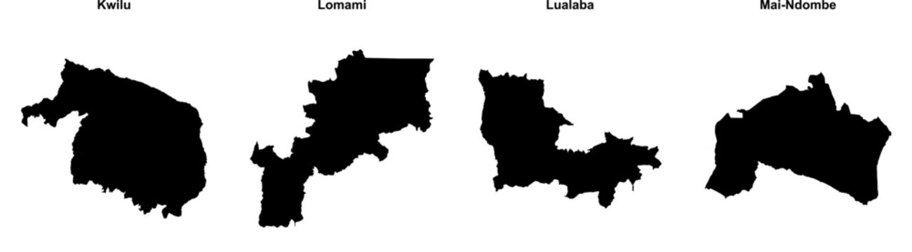 Kwilu, Lomami, Lualaba, Mai-Ndombe outline maps