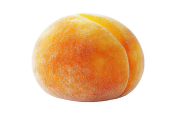 Fototapeta premium Fresh peach with vibrant orange color showcasing its fuzzy texture and natural curves on a plain background